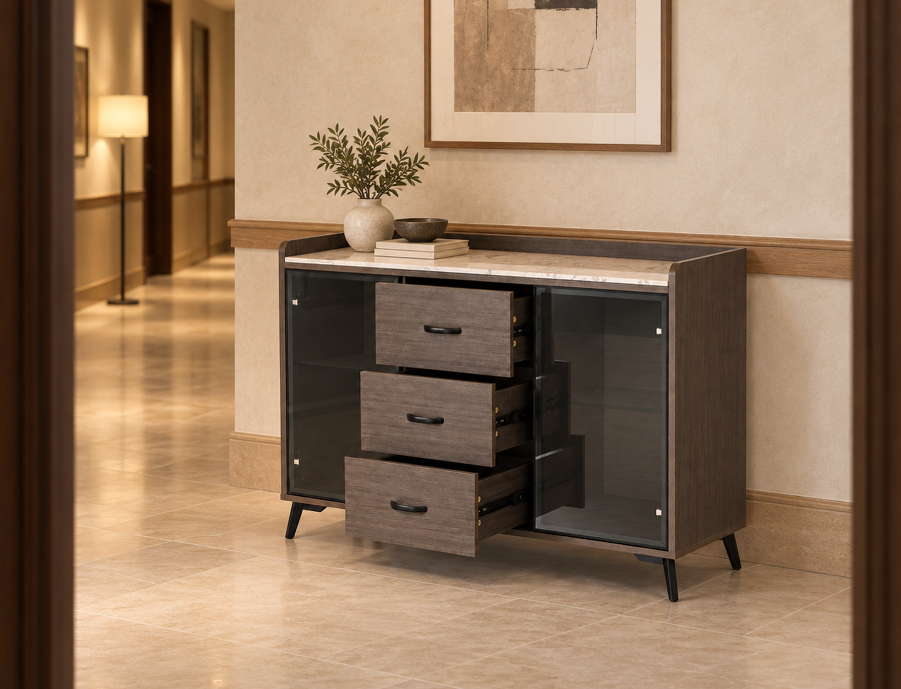 Hospitality tables and event service scene