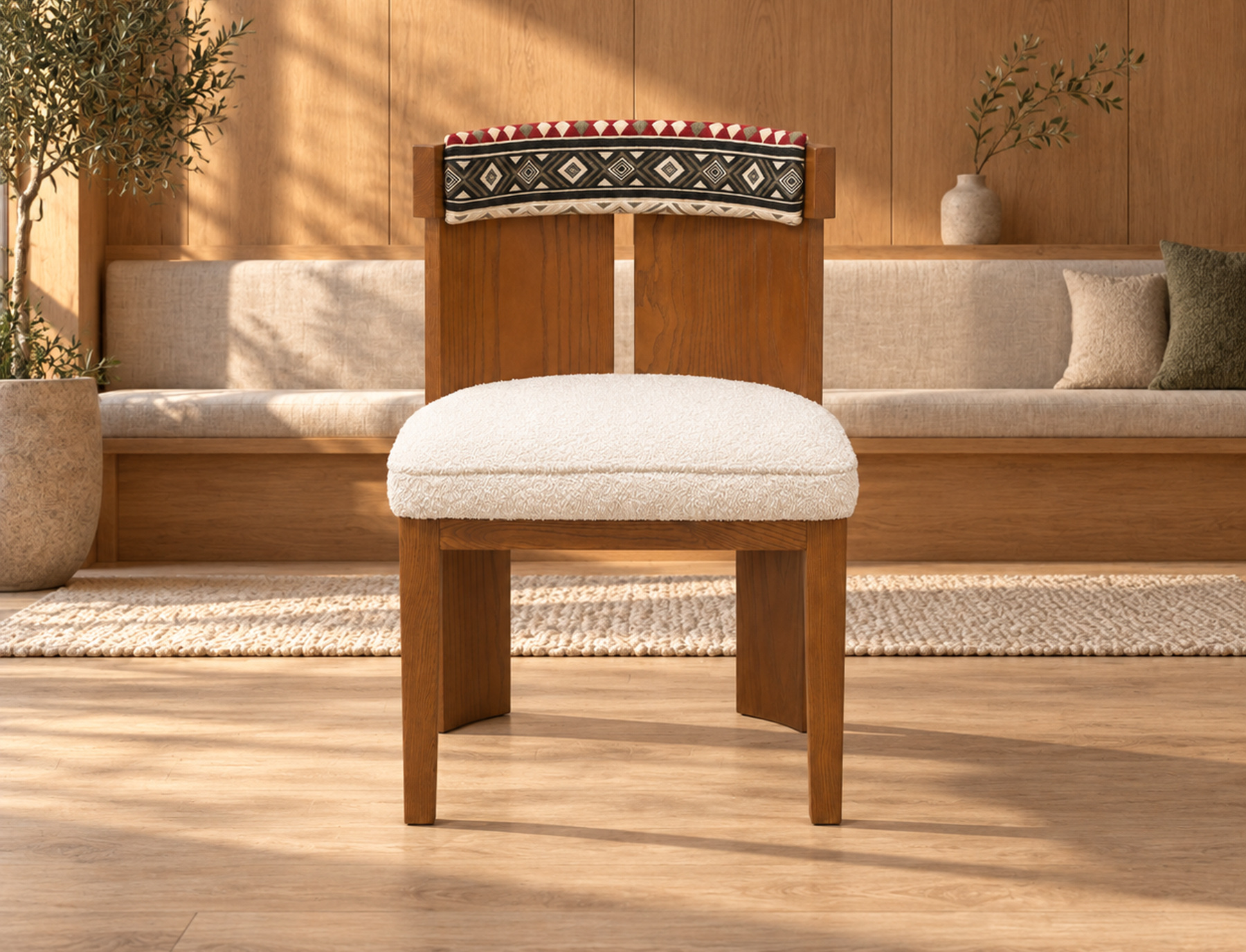 Solid wood hospitality seating scene